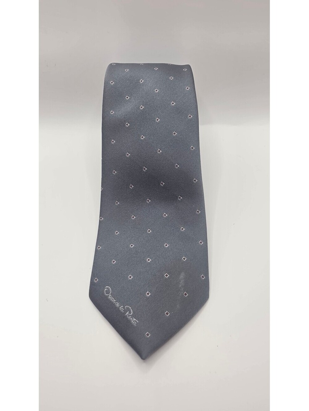 Oscar de la Renta Gray Patterned Silk Tie